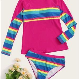 HOT PINK RAINBOW TANKINI